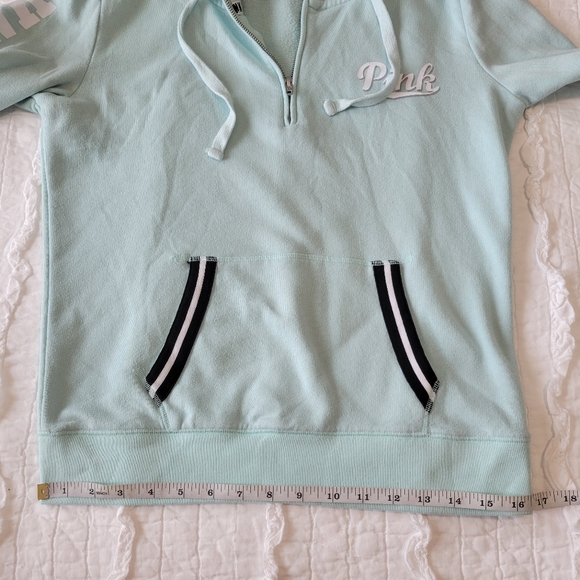 PINK Victoria's Secret 1/4 Zip Pull Over Hoodie S EUC Mint Vintage - Picture 13 of 15
